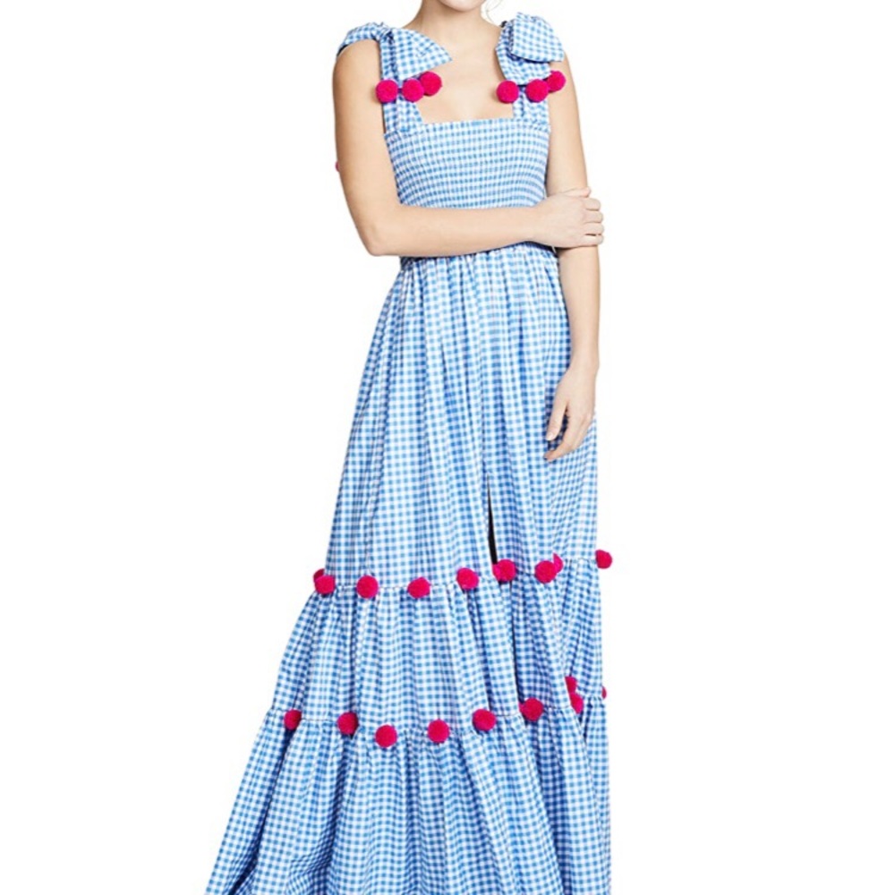 SUNDRESS Pippa Gingham Long Dress, Size XS/S